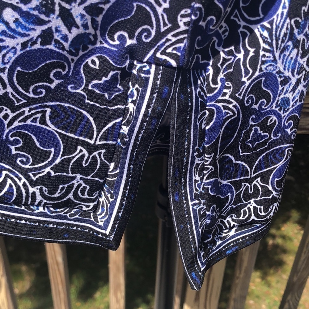 WHITE HOUSE BLACK MARKET TUNIC/DRESS XL Pit to Pit 22 1/2" Blues Blacks Preworn - Picture 6 of 15